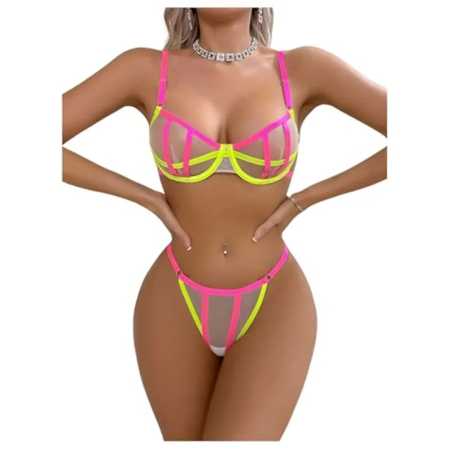 SOLY HUX Women's Sexy Lingerie Set Sheer Mesh Cutout Bra and Panty Underwear Sets
SOLY HUX Women's Sexy Lingerie Set Sheer Mesh Cutout Bra and Panty Underwear Sets