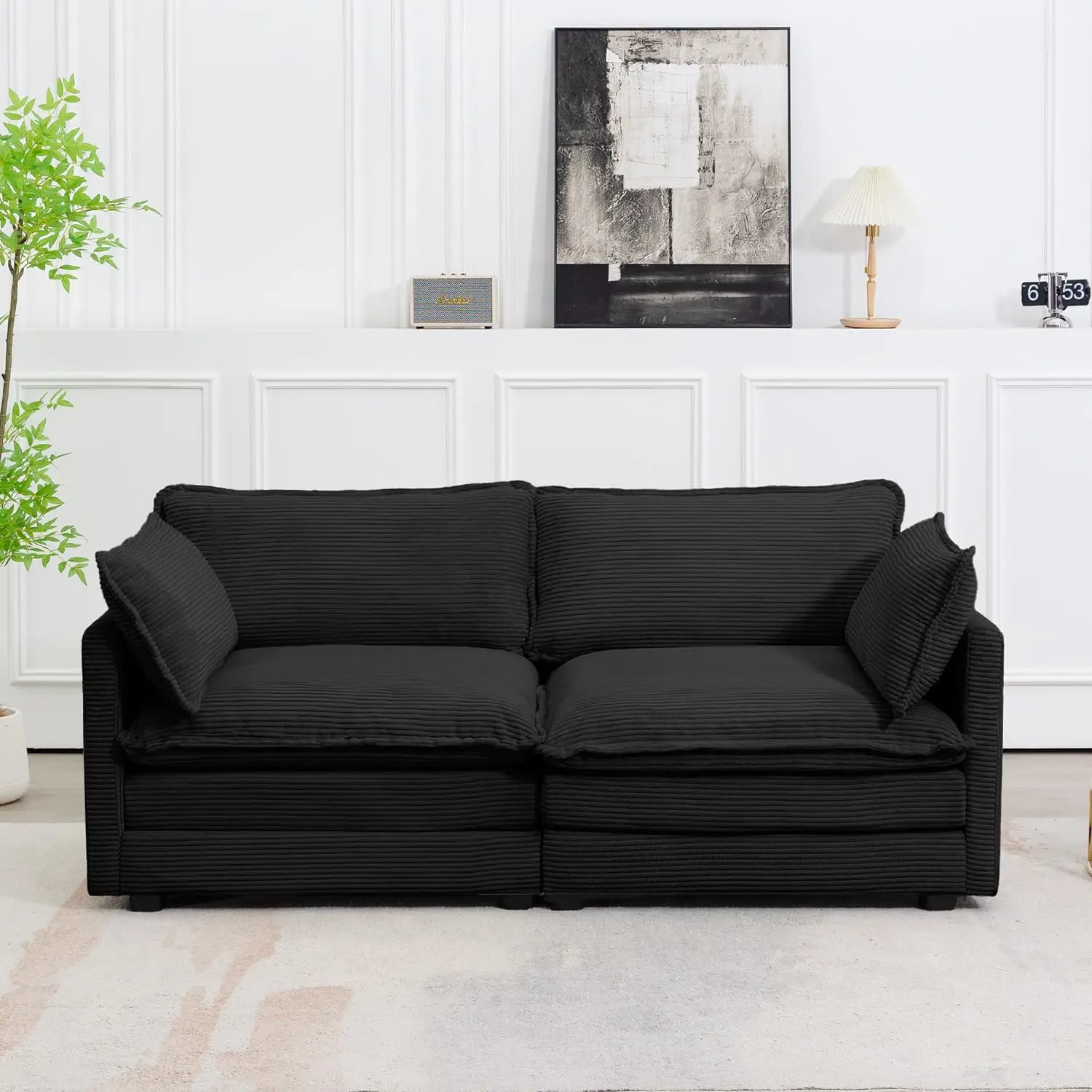 Sectional 2 Seat Cloud Loveseat with 2 Throw Pillows, Modern Corduroy Love Seat Sleeper Bed, Convertible Cozy Sofa for Living R
Sectional 2 Seat Cloud Loveseat with 2 Throw Pillows, Modern Corduroy Love Seat Sleeper Bed, Convertible Cozy Sofa for Living R