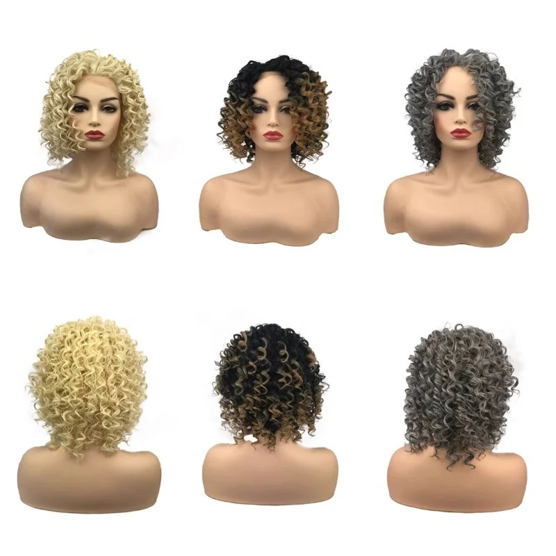 Женский золотой вьющийся женский парик средней длины на Хэллоуин с кружевом спереди
Женский золотой вьющийся женский парик средней длины на Хэллоуин с кружевом спереди