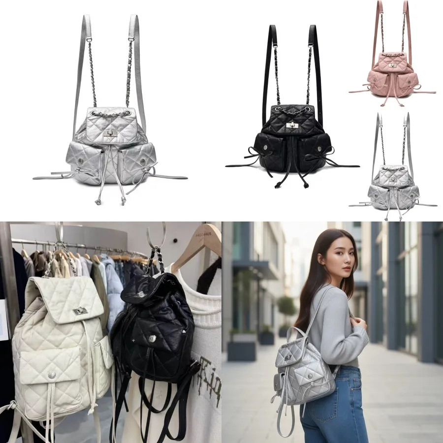 【New style】Korea Matin Ning Yi Zhuo Kim small diamond stripe pulling rope multi-hole shoulder backpack big brand high-end goods
【New style】Korea Matin Ning Yi Zhuo Kim small diamond stripe pulling rope multi-hole shoulder backpack big brand high-end goods