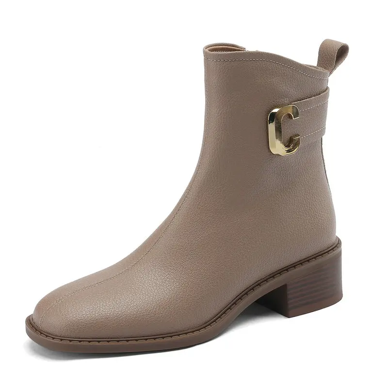 2023 Women Square Med Heel Ankle Boots Genuine Leather Working Leisure Shoes Woman Autumn Winter Size 34-43
2023 Women Square Med Heel Ankle Boots Genuine Leather Working Leisure Shoes Woman Autumn Winter Size 34-43