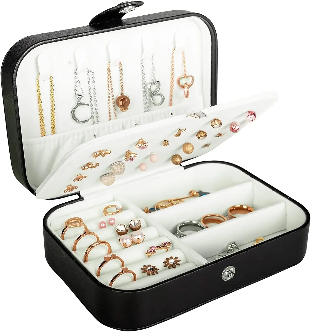 Hatori Travel Jewelry Box, PU Leather Small Jewelry Organizer for Women Girls, Portable Mini Travel Case Display Storage Holder Boxes for Stud Earrings, Rings, Necklaces, Bracelets.
Hatori Travel Jewelry Box, PU Leather Small Jewelry Organizer for Women Girls, Portable Mini Travel Case Display Storage Holder Boxes for Stud Earrings, Rings, Necklaces, Bracelets.