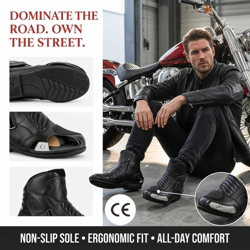 A1PRO Motocross Road Boots CE Certified Motorcycle Road Boots Unisex Motorcycle Sports Boots Men Anti Fall Equipment Accessories
A1PRO Motocross Road Boots CE Certified Motorcycle Road Boots Unisex Motorcycle Sports Boots Men Anti Fall Equipment Accessories