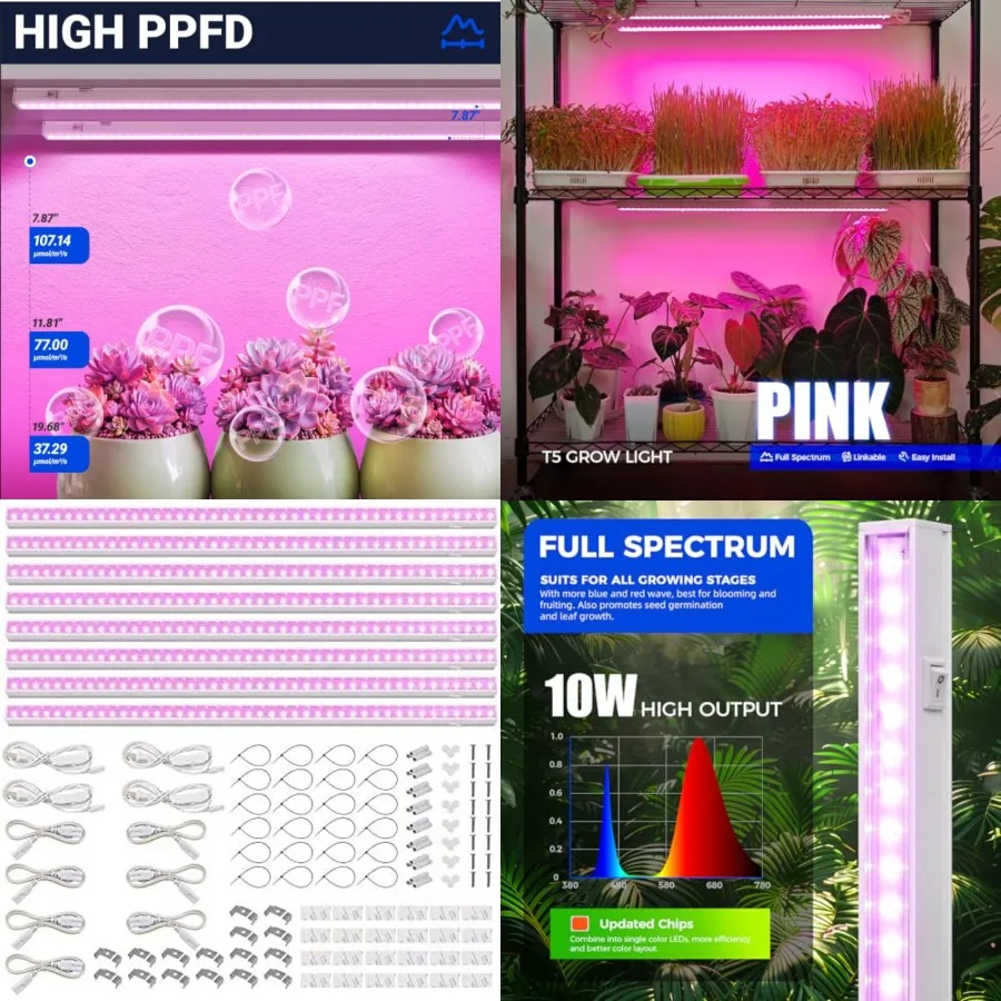 T5 Grow Lights, Full Spectrum, 2Feet 80W 8 x 10W, 500W Equivalent,T5 LED Grow Light Bulbs, Plant Lights for Indoor Plants, Gree
T5 Grow Lights, Full Spectrum, 2Feet 80W 8 x 10W, 500W Equivalent,T5 LED Grow Light Bulbs, Plant Lights for Indoor Plants, Gree