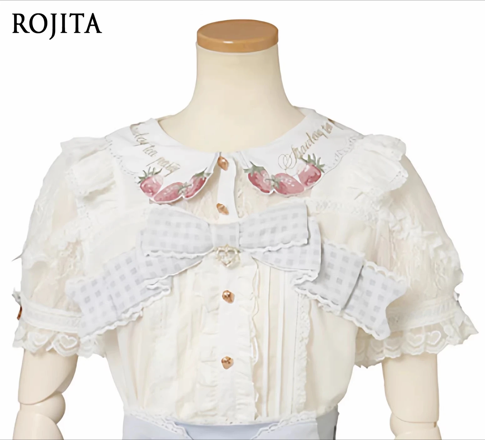 Japanese Mass- Produced Summer New Sweet and Cute Lolita Strawberry Shirt Doll Collar Lace Short Sleeve White Shirt
Japanese Mass- Produced Summer New Sweet and Cute Lolita Strawberry Shirt Doll Collar Lace Short Sleeve White Shirt
