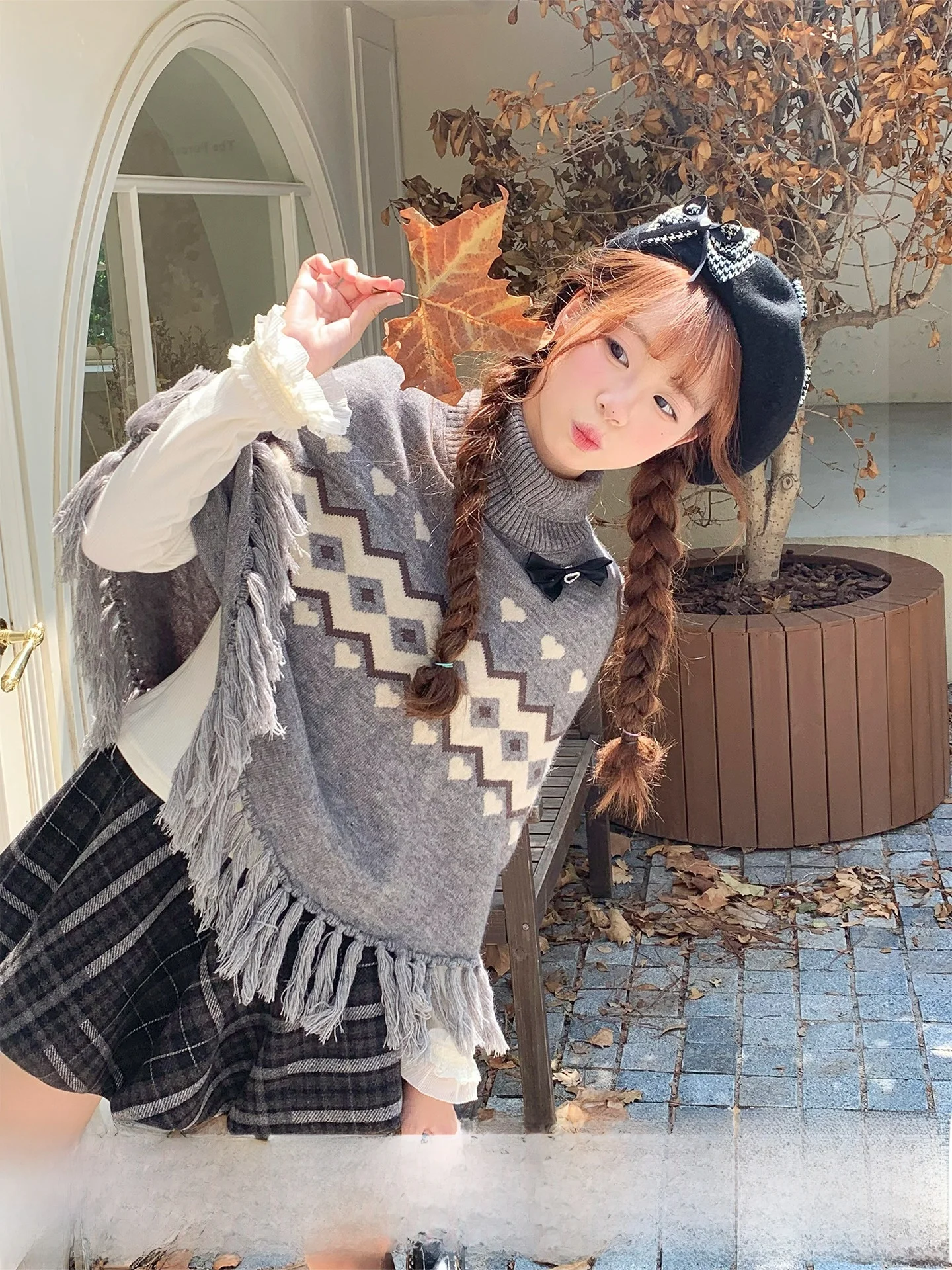 Sinsingirl Sweet Miss Grey High Collar Cloak Sweater Bubble Skirt Three Piece Set Winter Autumn College Style Adult Women
Sinsingirl Sweet Miss Grey High Collar Cloak Sweater Bubble Skirt Three Piece Set Winter Autumn College Style Adult Women