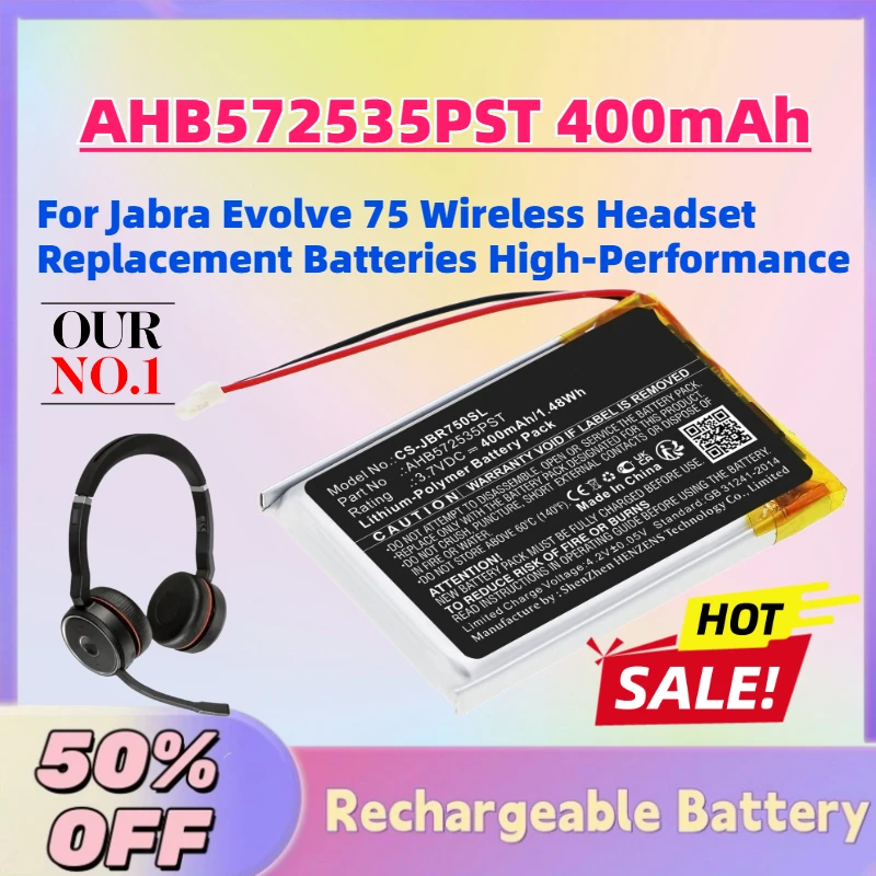 High-Quality AHB572535PST 400mAh 3.7V Battery for Jabra Evolve 75 Wireless Headset Replacement Batteries High-Performance
High-Quality AHB572535PST 400mAh 3.7V Battery for Jabra Evolve 75 Wireless Headset Replacement Batteries High-Performance