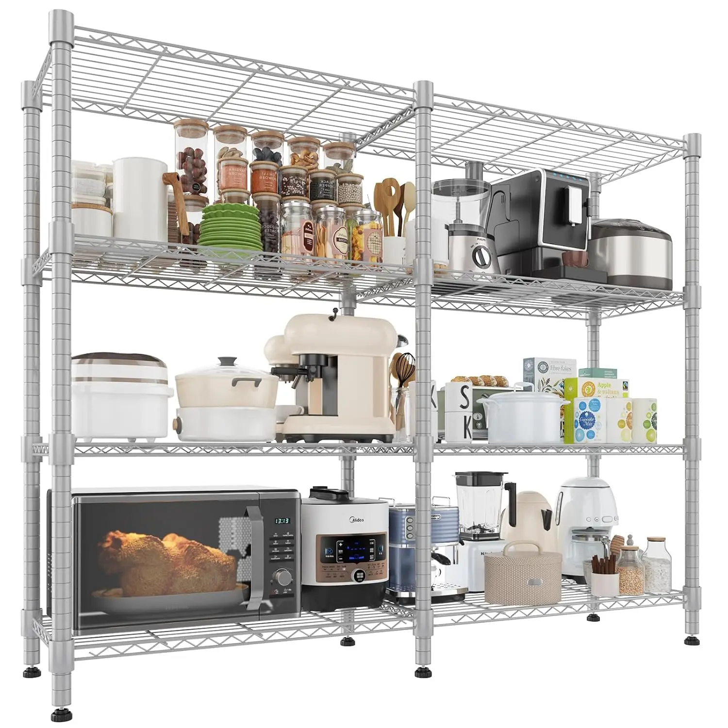 4-Tier Adjustable Metal Storage Shelves Heavy Duty Wire Shelving Unit Garage Pantry Kitchen 14x60x60in, Customized
4-Tier Adjustable Metal Storage Shelves Heavy Duty Wire Shelving Unit Garage Pantry Kitchen 14x60x60in, Customized