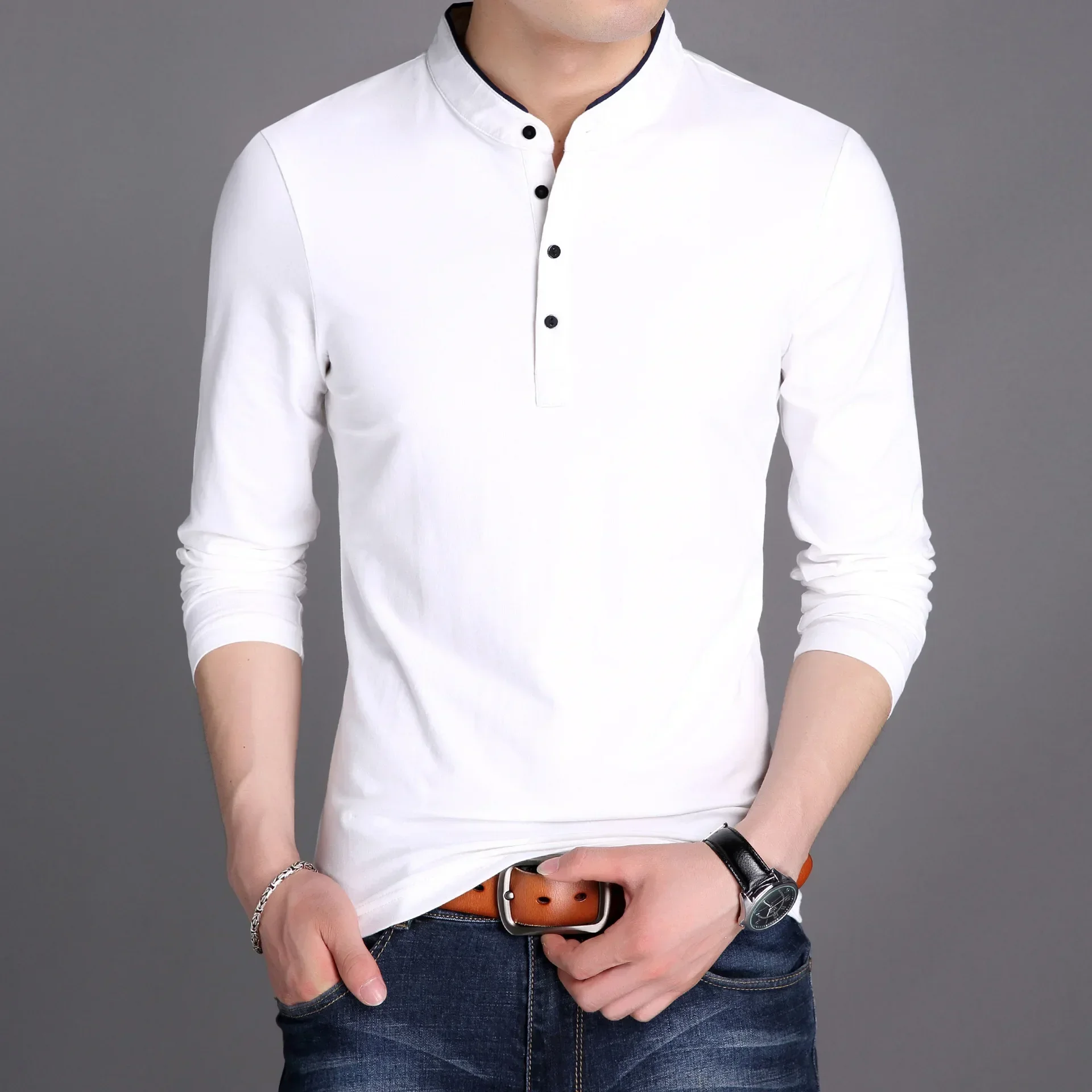 LIBIELIY New Spring Autumn Men's Long Sleeve T Shirts Stand Collar Cotton Pullovers Solid Casual Tops Slim Fit Fashion Tees Male
LIBIELIY New Spring Autumn Men's Long Sleeve T Shirts Stand Collar Cotton Pullovers Solid Casual Tops Slim Fit Fashion Tees Male