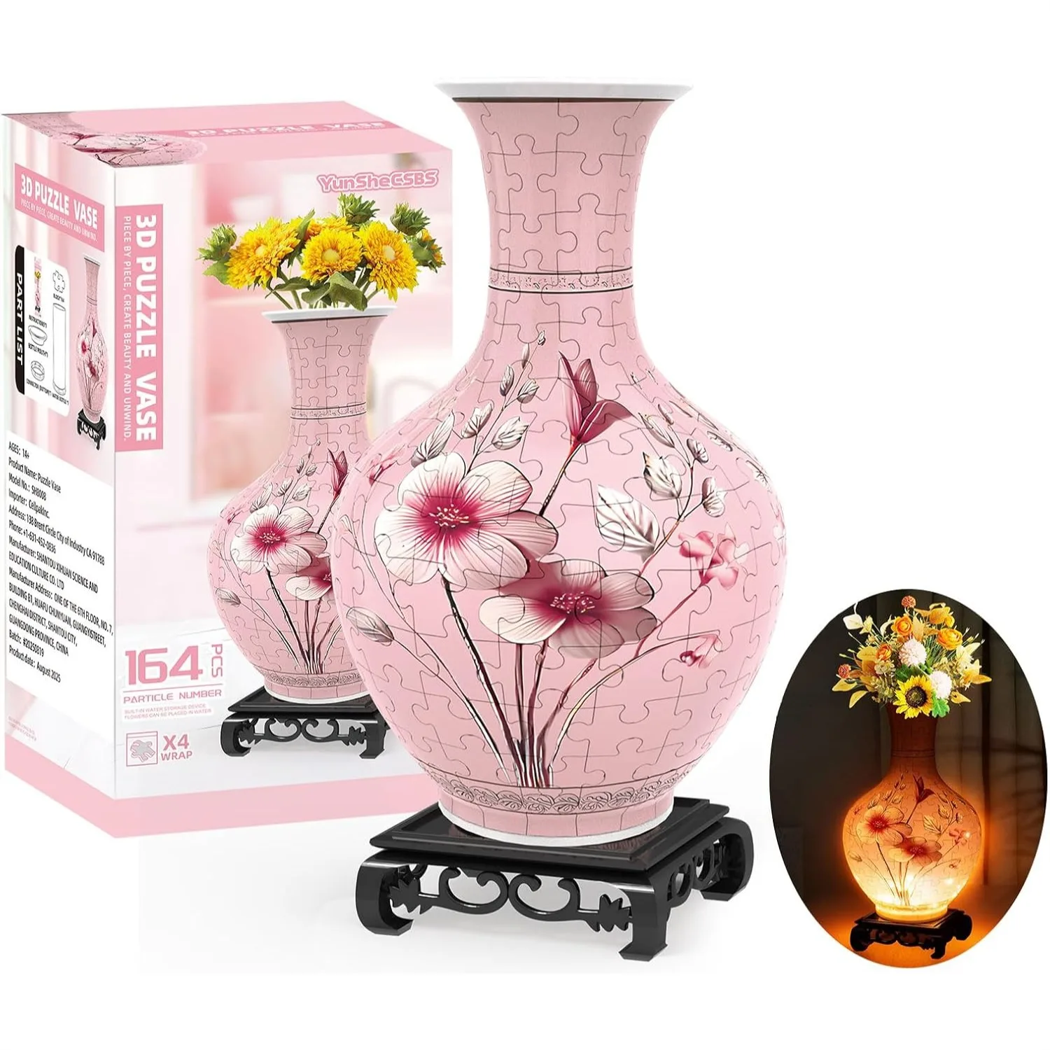 3D Puzzles Vase for Adults, 164 Pieces DIY Flower Vase with LED Light, Unique Home Decor Gift (Pink)
3D Puzzles Vase for Adults, 164 Pieces DIY Flower Vase with LED Light, Unique Home Decor Gift (Pink)