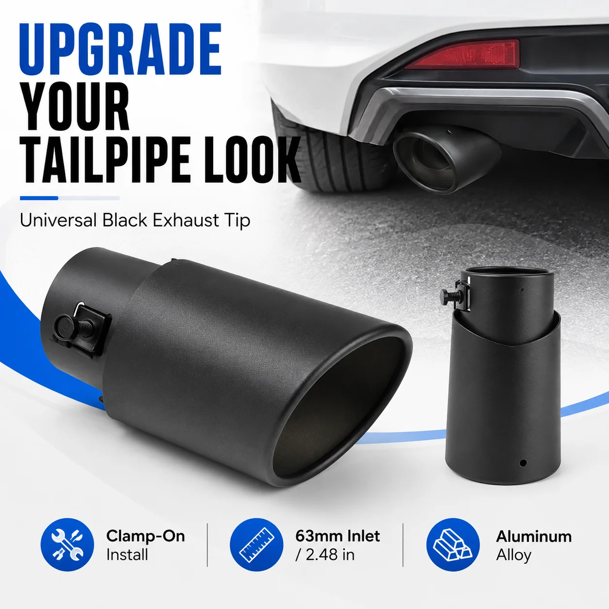 63mm Universal Car Exhaust Tip Black Round Aluminum Alloy Muffler Tail Trim Rear Tailpipe Nozzle Auto Pipe Decoration Accessory
63mm Universal Car Exhaust Tip Black Round Aluminum Alloy Muffler Tail Trim Rear Tailpipe Nozzle Auto Pipe Decoration Accessory