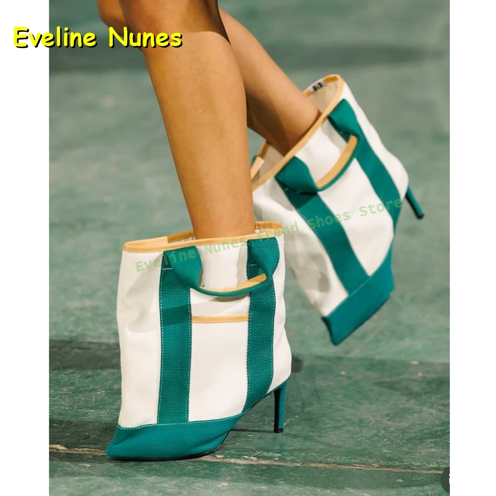 Handbag Mixed Colors Canvas Catwalk Boots Pointed Toe Stiletto Patchwork Women Fashion Mid-Calf Boots 2025 New Arrivals Autumn
Handbag Mixed Colors Canvas Catwalk Boots Pointed Toe Stiletto Patchwork Women Fashion Mid-Calf Boots 2025 New Arrivals Autumn