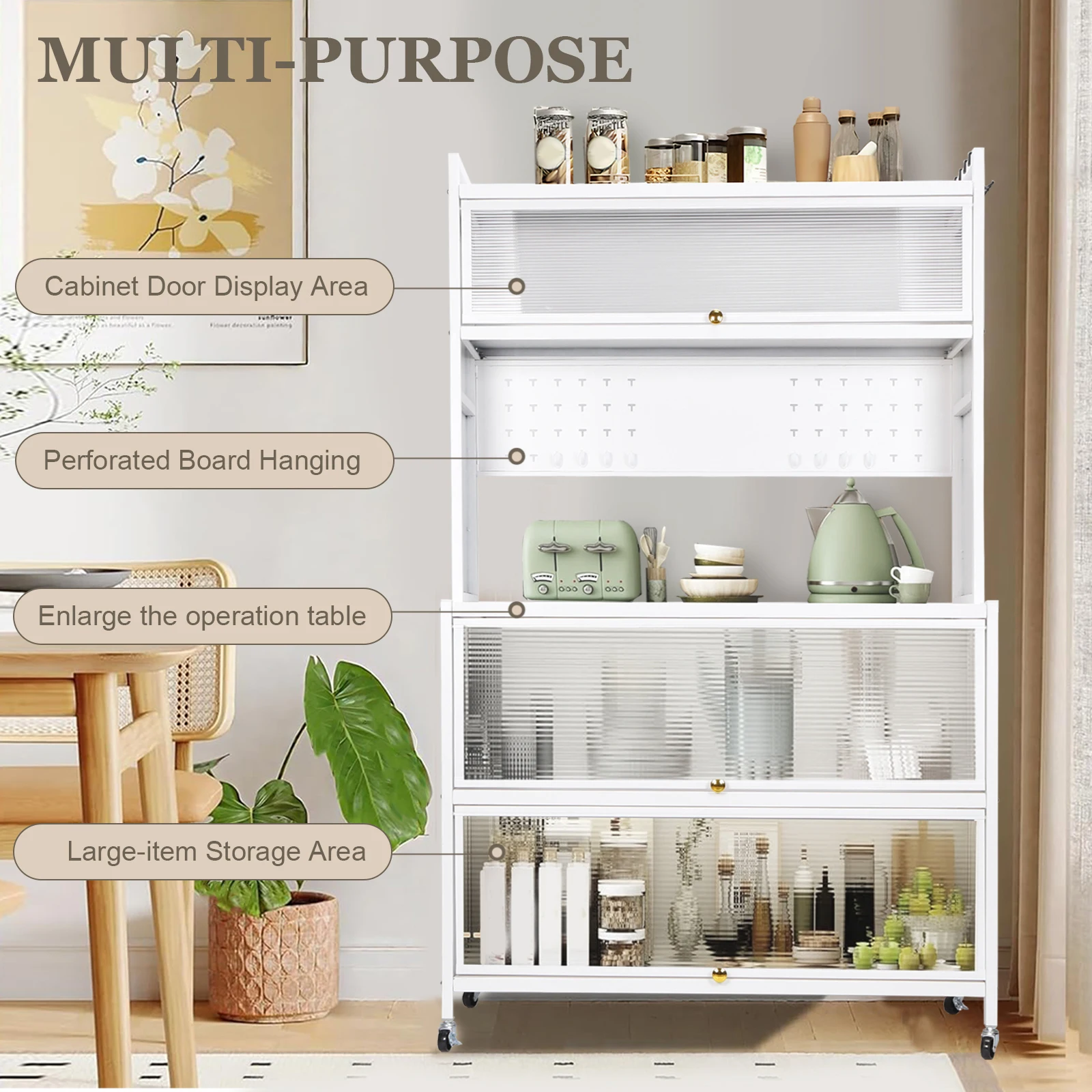 Wheeled Multi-Layer Floor Storage Cabinet with Locker Hole Board Tall Storage Container Rust Proof Microwave Oven Pot Oven Rack
Wheeled Multi-Layer Floor Storage Cabinet with Locker Hole Board Tall Storage Container Rust Proof Microwave Oven Pot Oven Rack