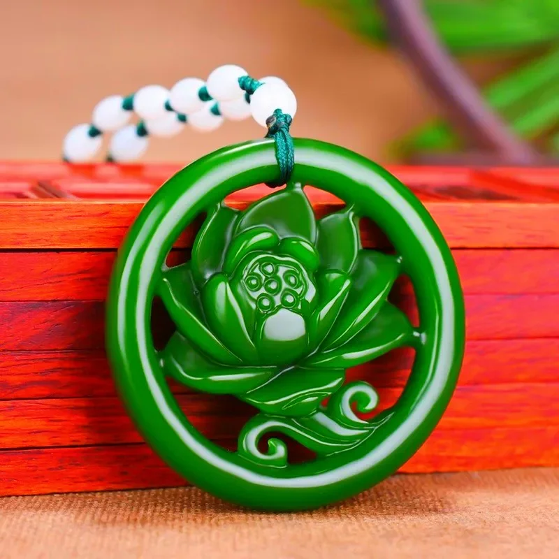 Natural Green Hand Carved Hollow Lotus Jade Pendant Fashion Jewelry Men's and Women's Necklaces
Natural Green Hand Carved Hollow Lotus Jade Pendant Fashion Jewelry Men's and Women's Necklaces
