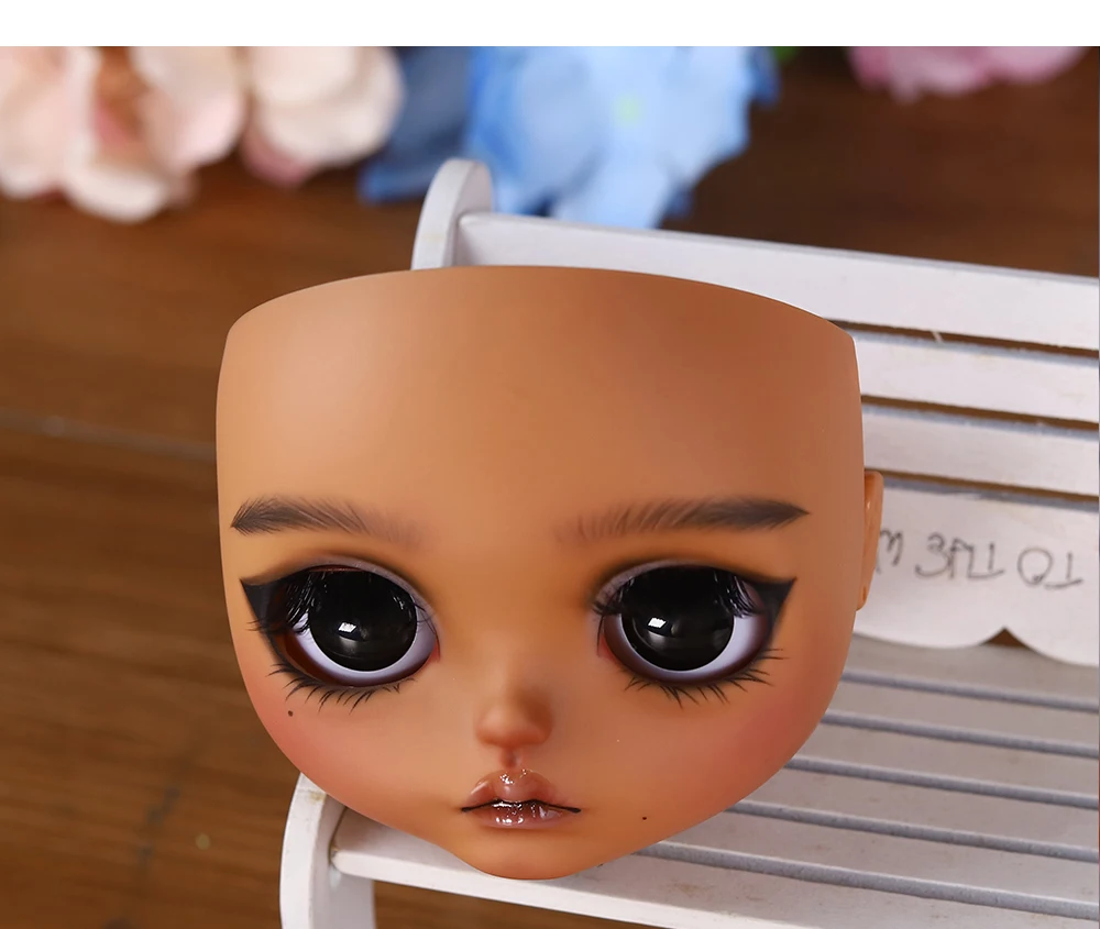 Custom Neo Blythe Doll Faceplate with Hand-Painted Makeup & Pull String 15 Custom Neo Blythe Doll Faceplate with Hand-Painted Makeup & Pull String 15