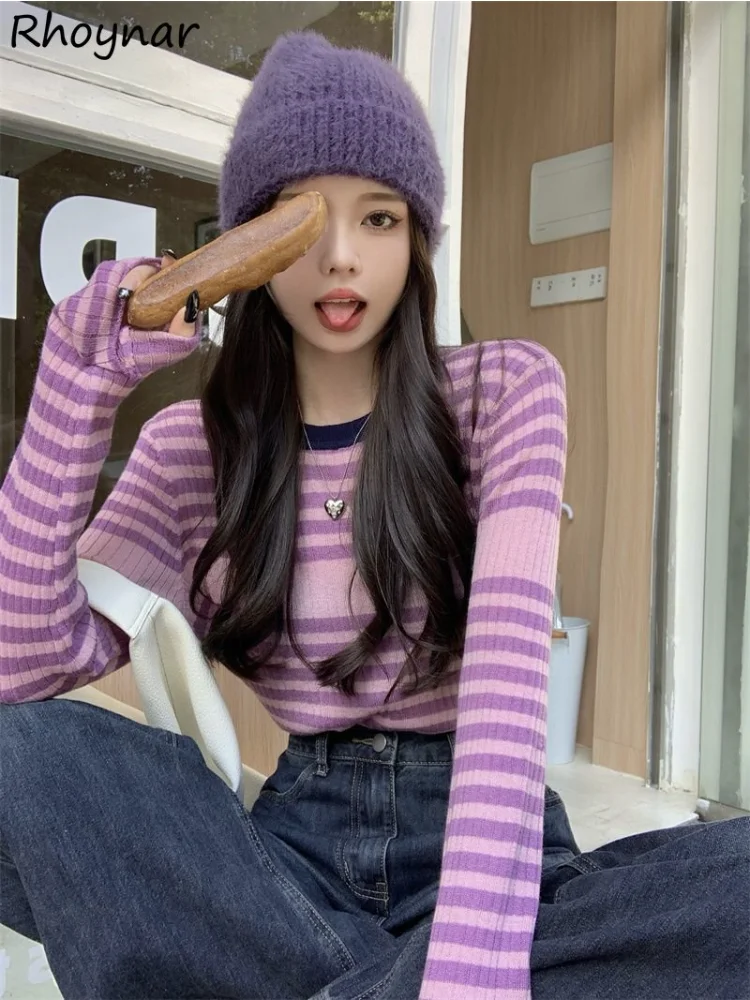 Pullovers Women Purple Preppy Style Tender Chic Striped Street Elegant Autumn Knitting Hipster Hot Sale Harajuku Basic Sweaters
Pullovers Women Purple Preppy Style Tender Chic Striped Street Elegant Autumn Knitting Hipster Hot Sale Harajuku Basic Sweaters