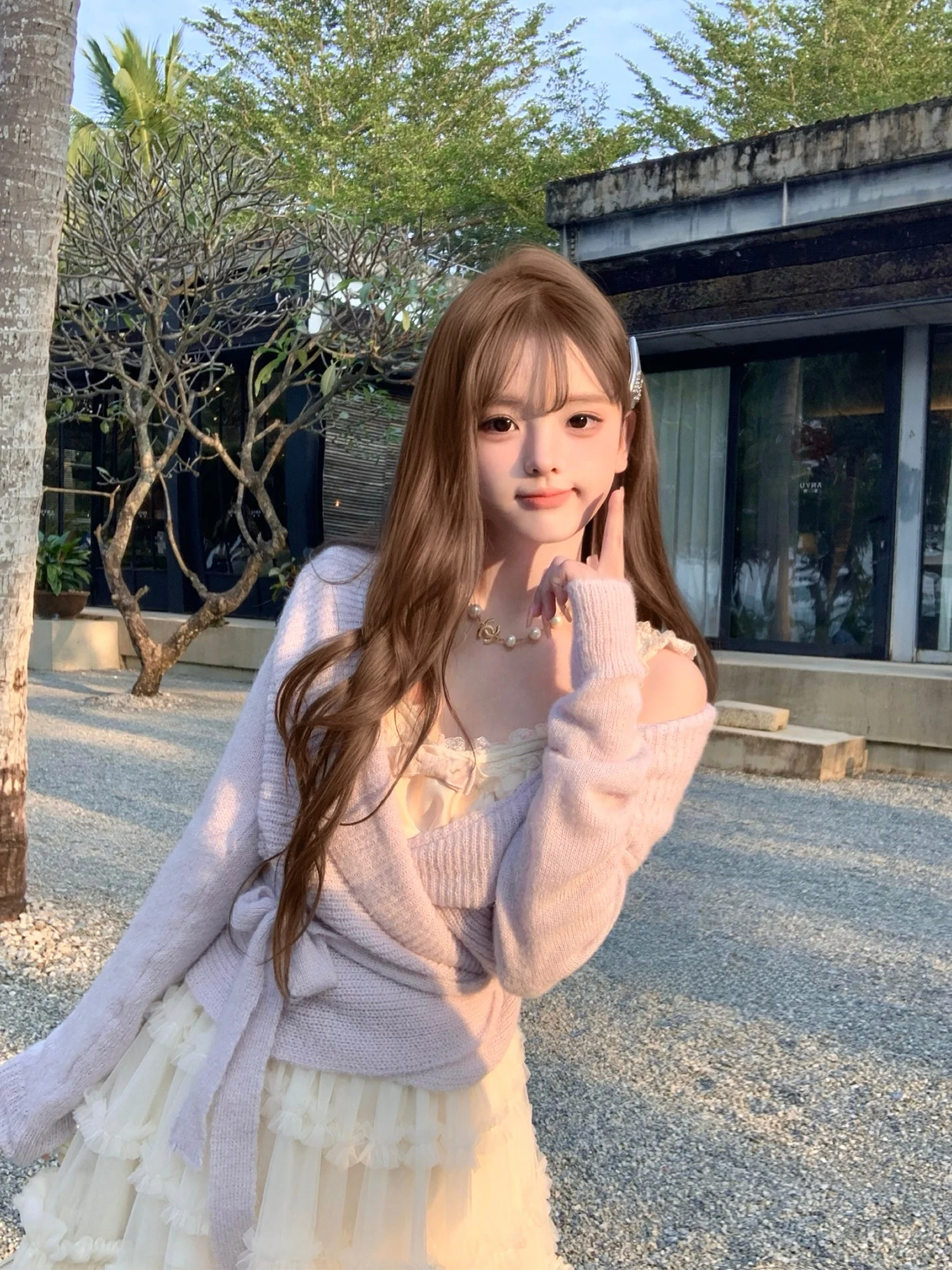 Sweet Sle Purple Lilac Woolen Open Cardigan with Tie Collar Highlighting White Top for Young Women Spring Season Long Sve
Sweet Sle Purple Lilac Woolen Open Cardigan with Tie Collar Highlighting White Top for Young Women Spring Season Long Sve