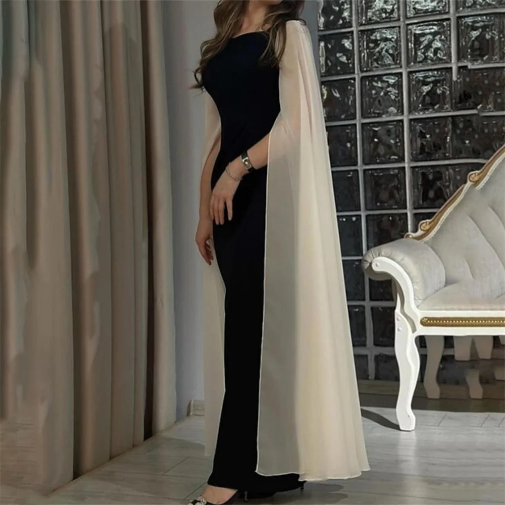 ROYET Black Simple Square Neck Half Sleeve Mermaid Long Evening Dress Ankle Length Sweep Train Pleat Prom Gown For Woman
ROYET Black Simple Square Neck Half Sleeve Mermaid Long Evening Dress Ankle Length Sweep Train Pleat Prom Gown For Woman