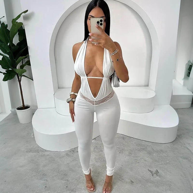 Summer V Neck Halter Sexy Jumpsuits 2026 Women Vacation Clothes Party Club Elegant Halter Loose Luxury One Piece Solid Jumpsuit
Summer V Neck Halter Sexy Jumpsuits 2026 Women Vacation Clothes Party Club Elegant Halter Loose Luxury One Piece Solid Jumpsuit