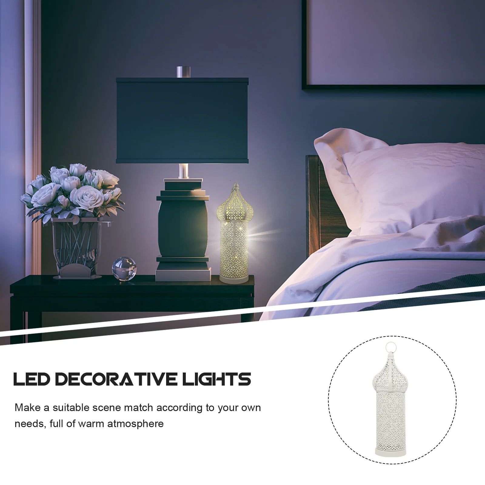 Delicate LED Hollow-Out Lantern White Modern Iron Art Desktop Lamp Decor Home Holiday Party Light Atmosphere Decoration
Delicate LED Hollow-Out Lantern White Modern Iron Art Desktop Lamp Decor Home Holiday Party Light Atmosphere Decoration