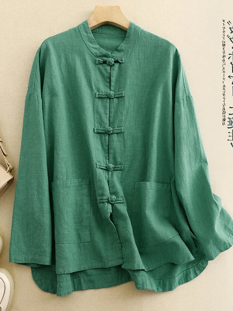 Retro Chinese Buckle Solid Color Ramie Shirt Women's Irregular Zen Tea Clothes Cotton and Linen Top Spring
Retro Chinese Buckle Solid Color Ramie Shirt Women's Irregular Zen Tea Clothes Cotton and Linen Top Spring