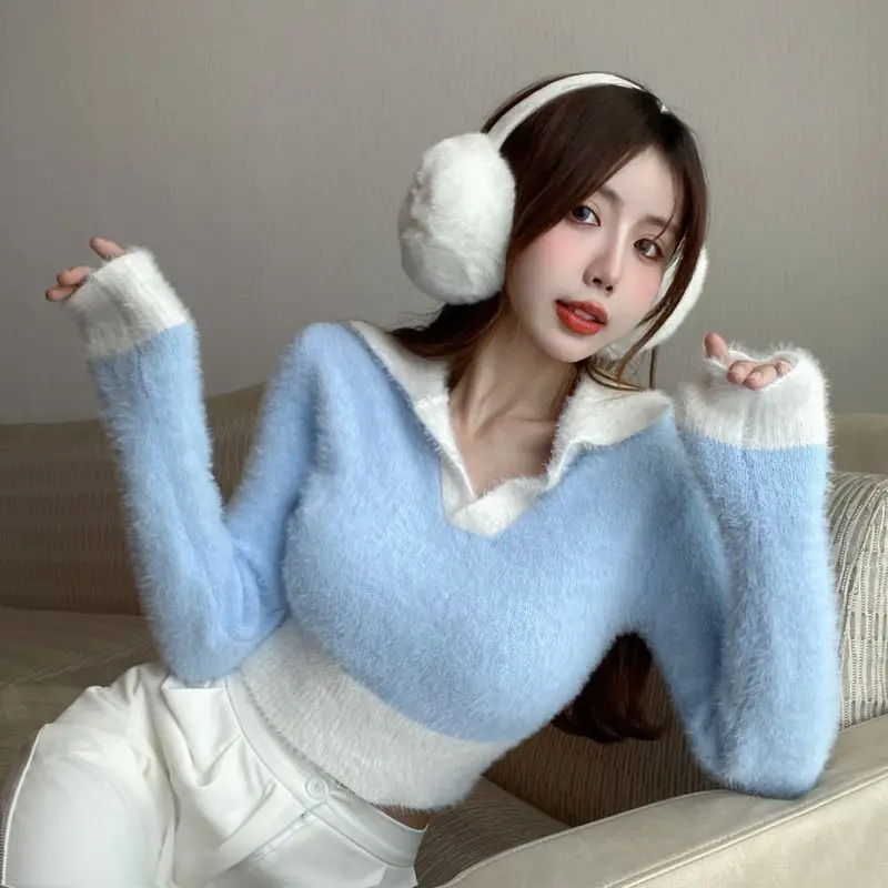 Soft Slim Contrast Color Mink Cashmere Top Jumper Pullover Sweaters Sueter Mujer Women V Neck Knit Shirts Pink White
Soft Slim Contrast Color Mink Cashmere Top Jumper Pullover Sweaters Sueter Mujer Women V Neck Knit Shirts Pink White