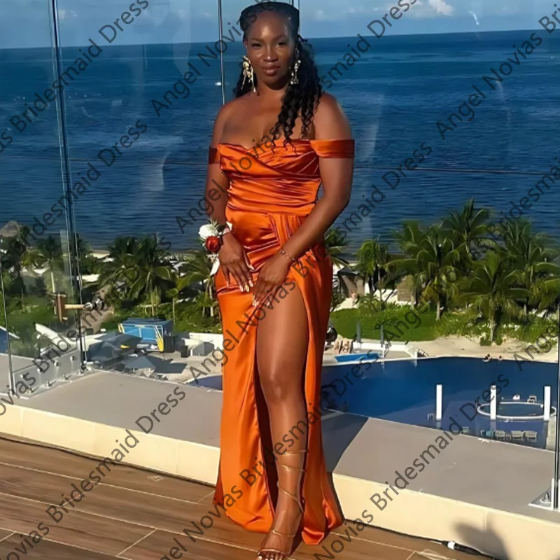 Sheath Long Burnt Orange Mermaid Bridesmaid Dresses with Slit Off Shoulder Wedding Party Dresses Vestidos De Fiesta Elegantes
Sheath Long Burnt Orange Mermaid Bridesmaid Dresses with Slit Off Shoulder Wedding Party Dresses Vestidos De Fiesta Elegantes