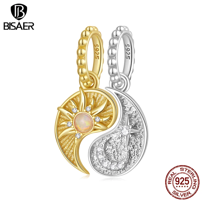 BISAER 925 Sterling Silver Taiji Bagua Pendant Sun & Moon Star Bead Plated gold for Women DIY Bracelet & Necklace Fine Jewelry
BISAER 925 Sterling Silver Taiji Bagua Pendant Sun & Moon Star Bead Plated gold for Women DIY Bracelet & Necklace Fine Jewelry