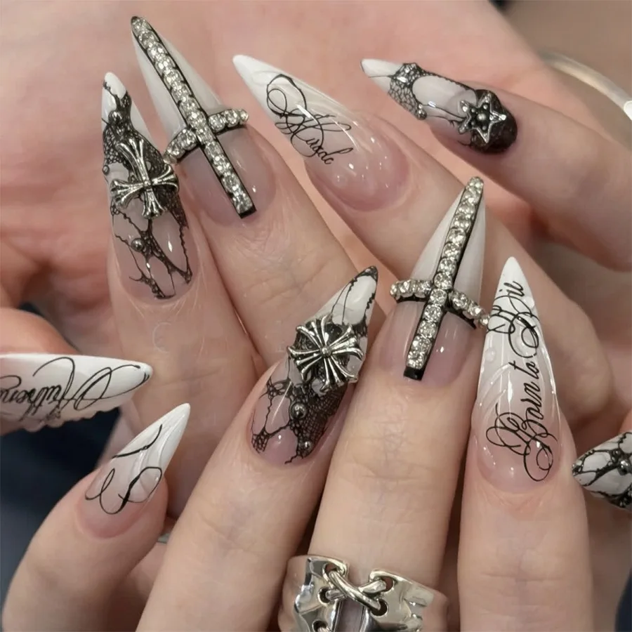 Gothic Cross Letter Wear Nail Art Fake Nails Spice Girl Cool Spicy Nail Pieces Nail Pieces
Gothic Cross Letter Wear Nail Art Fake Nails Spice Girl Cool Spicy Nail Pieces Nail Pieces