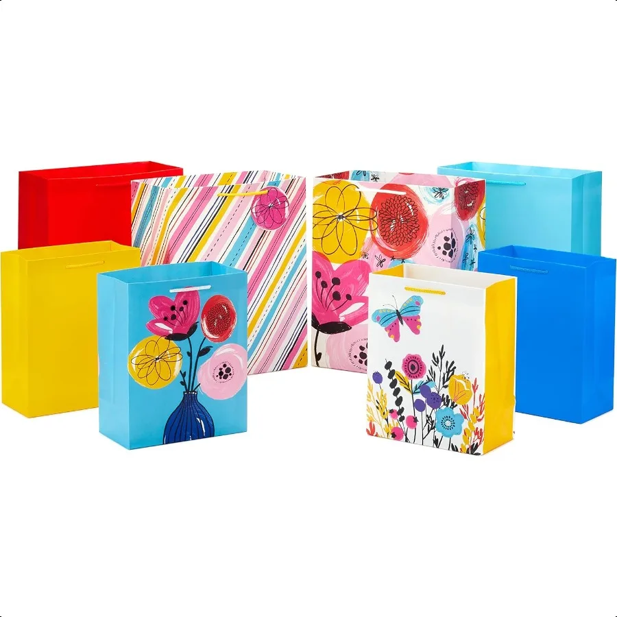 Assorted All Occasion Gift Bags 8 Bags: 4 Medium 9" 4 Large 13" Flowers Butterfly Stripes Solids for Easter Birthdays Bridal Sh
Assorted All Occasion Gift Bags 8 Bags: 4 Medium 9" 4 Large 13" Flowers Butterfly Stripes Solids for Easter Birthdays Bridal Sh