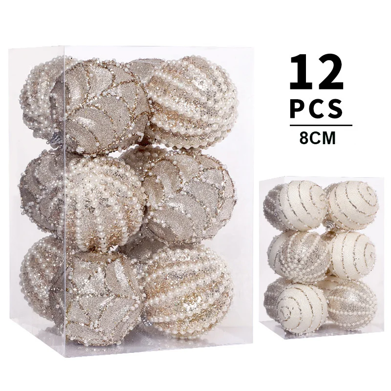 12pcs Christmas Ball Set Ornaments 8cm Champagne White Baubles Xmas Tree Decoration for 2025 Navidad Noel Party Hanging Pendant
12pcs Christmas Ball Set Ornaments 8cm Champagne White Baubles Xmas Tree Decoration for 2025 Navidad Noel Party Hanging Pendant