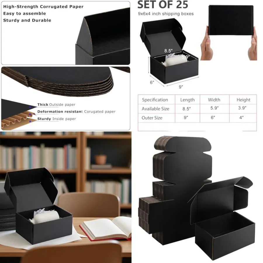 9x6x4 Shipping Boxes Small - 25 Pack Corrugated Cardboard Mailer Boxes for Packaging, Mailing, Gift Giving Sturdy, Recyclable,
9x6x4 Shipping Boxes Small - 25 Pack Corrugated Cardboard Mailer Boxes for Packaging, Mailing, Gift Giving Sturdy, Recyclable,