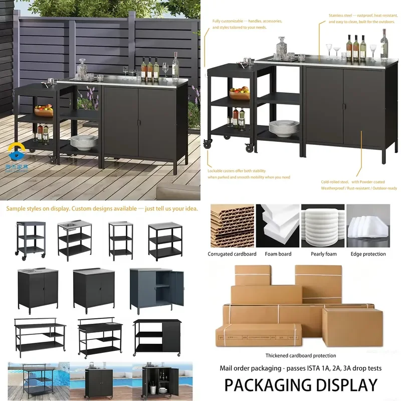 【CHIMU HOME】 BBQ Prep Table Outdoor Grill Cart Storage Shelf Cabinet Outdoor Kitchen Island Side Table Bar Cart for Factory
【CHIMU HOME】 BBQ Prep Table Outdoor Grill Cart Storage Shelf Cabinet Outdoor Kitchen Island Side Table Bar Cart for Factory
