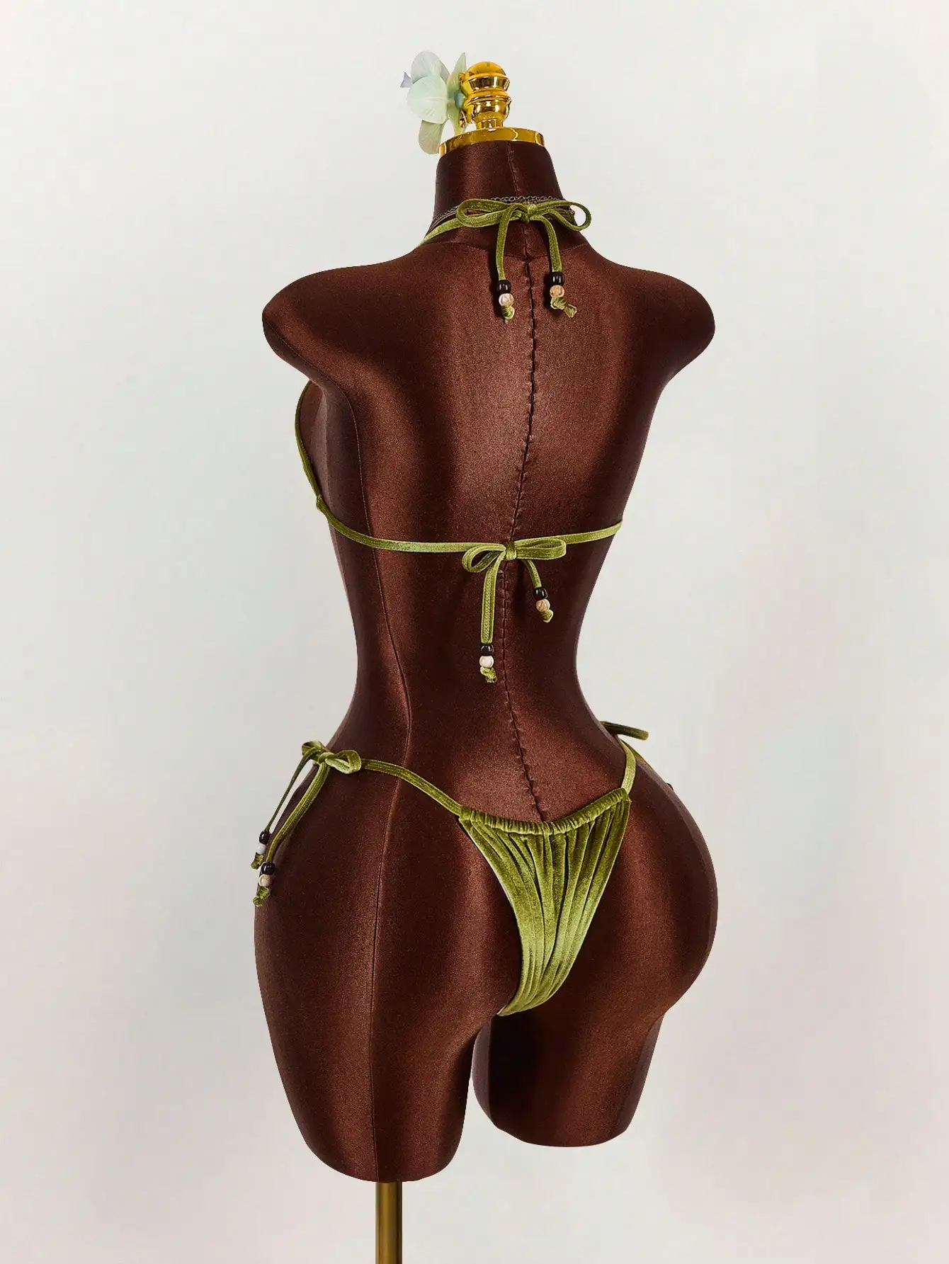 Green Beaded Embroidered Triangle Bikini Set Bohemian Backless
Green Beaded Embroidered Triangle Bikini Set Bohemian Backless
