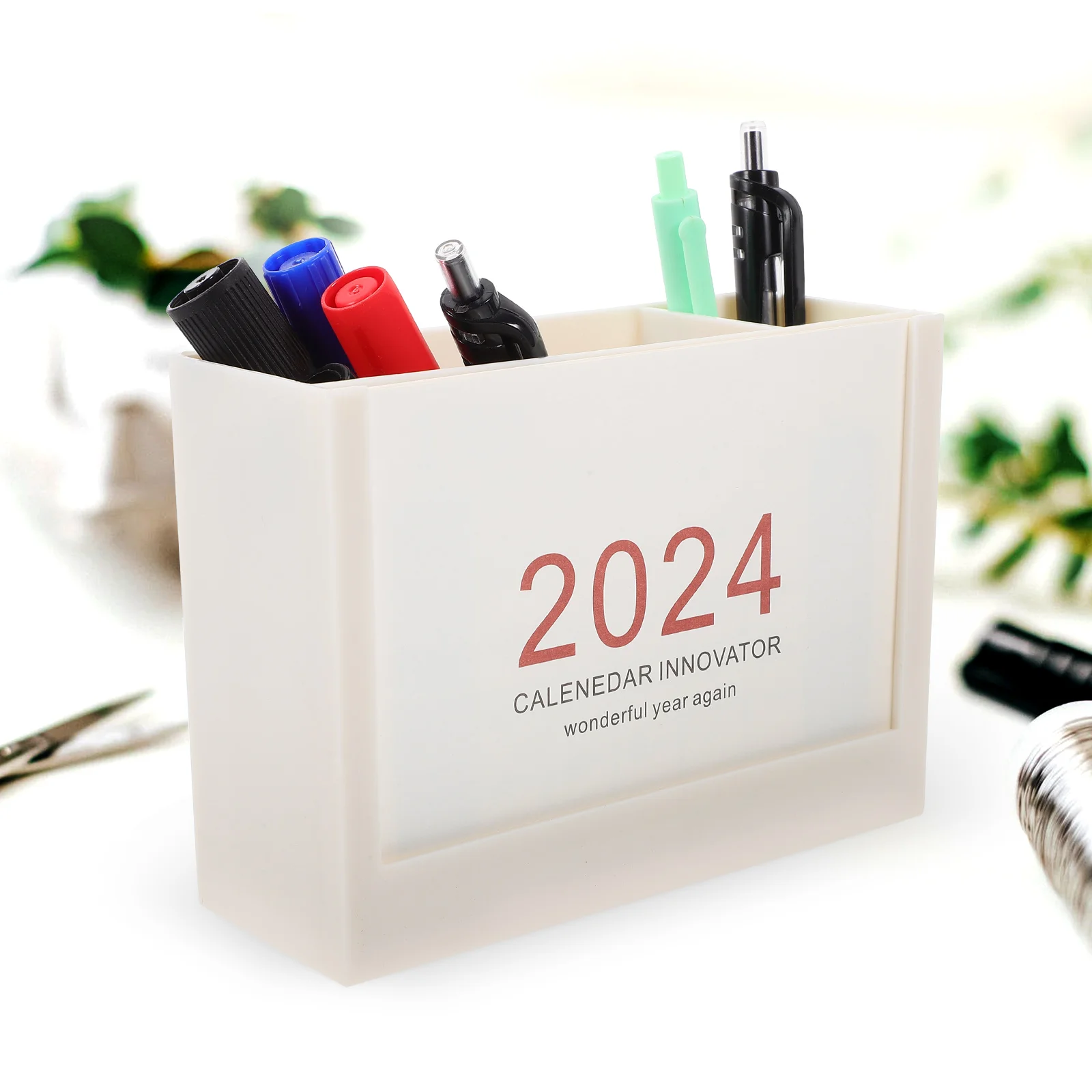 2024 Desk Calendar Pen Holder White Plastic Pencil Organizer Storage Box for Makeup Cosmetics Nail Polishes Lipsticks Small 
2024 Desk Calendar Pen Holder White Plastic Pencil Organizer Storage Box for Makeup Cosmetics Nail Polishes Lipsticks Small