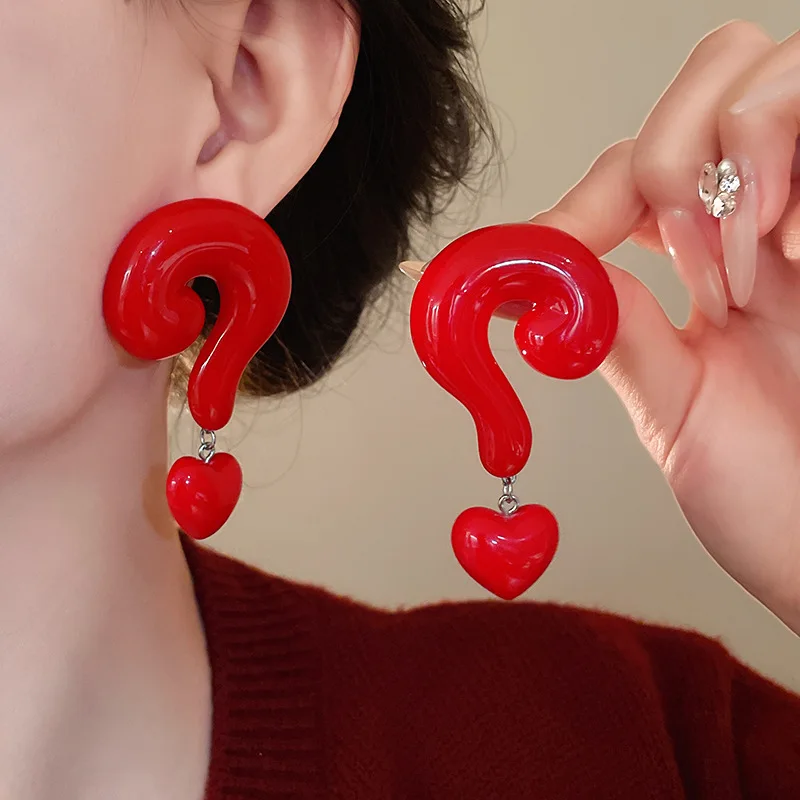 1 Pair of Trendy Stylish Red Dangle Earrings Question Mark Design Match Daily Outfits Party Accessories Fashionable Stuff
1 Pair of Trendy Stylish Red Dangle Earrings Question Mark Design Match Daily Outfits Party Accessories Fashionable Stuff