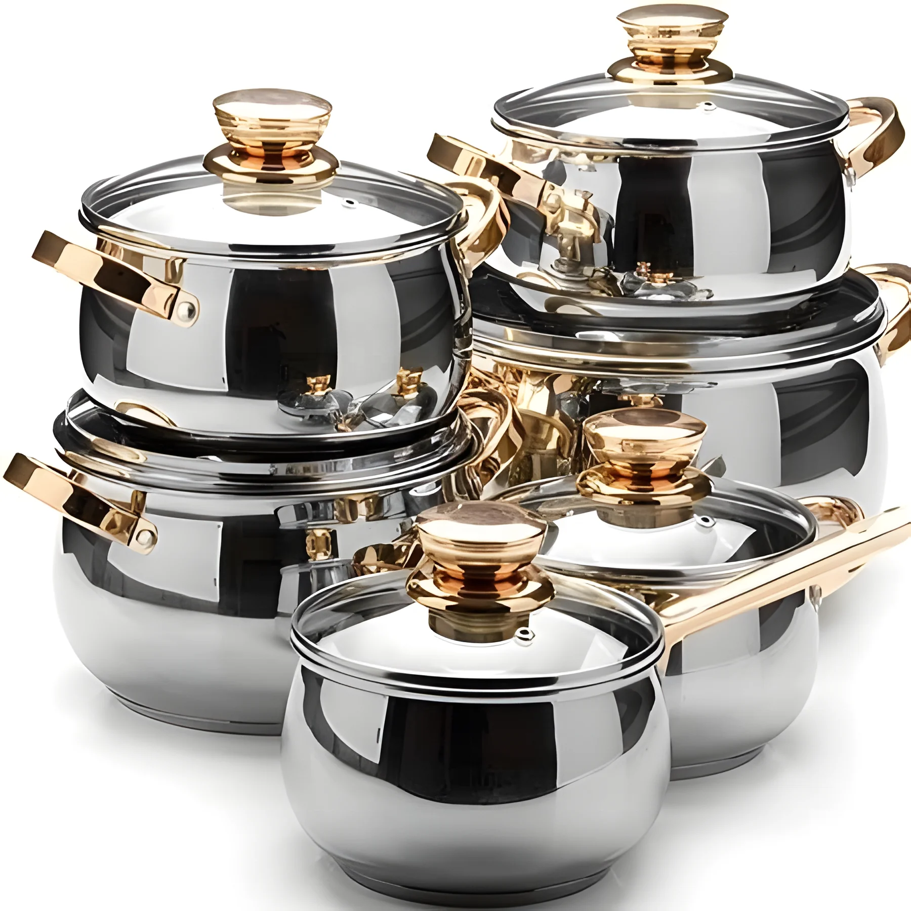 Factory Stainless Steel Cooking Pot Set Induction Bottom Casserole Saucepan with Golden Handles for Gas Stove for Home Use
Factory Stainless Steel Cooking Pot Set Induction Bottom Casserole Saucepan with Golden Handles for Gas Stove for Home Use