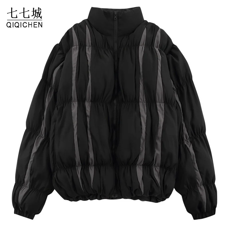 High Street Parkas Men Winter Pleated Patchwork Striped Stand Collar Padded Jackets Vintage Harajuku Oversized Thick Coat Unisex
High Street Parkas Men Winter Pleated Patchwork Striped Stand Collar Padded Jackets Vintage Harajuku Oversized Thick Coat Unisex