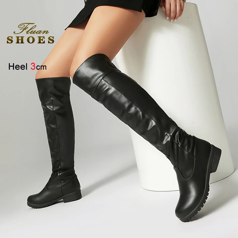 3CM Chunky Heel Knee-high Boots For Women's Knight Winter Shoes Plus Size Stretch Leather Unisex Fashion Black Long Tube Boots
3CM Chunky Heel Knee-high Boots For Women's Knight Winter Shoes Plus Size Stretch Leather Unisex Fashion Black Long Tube Boots