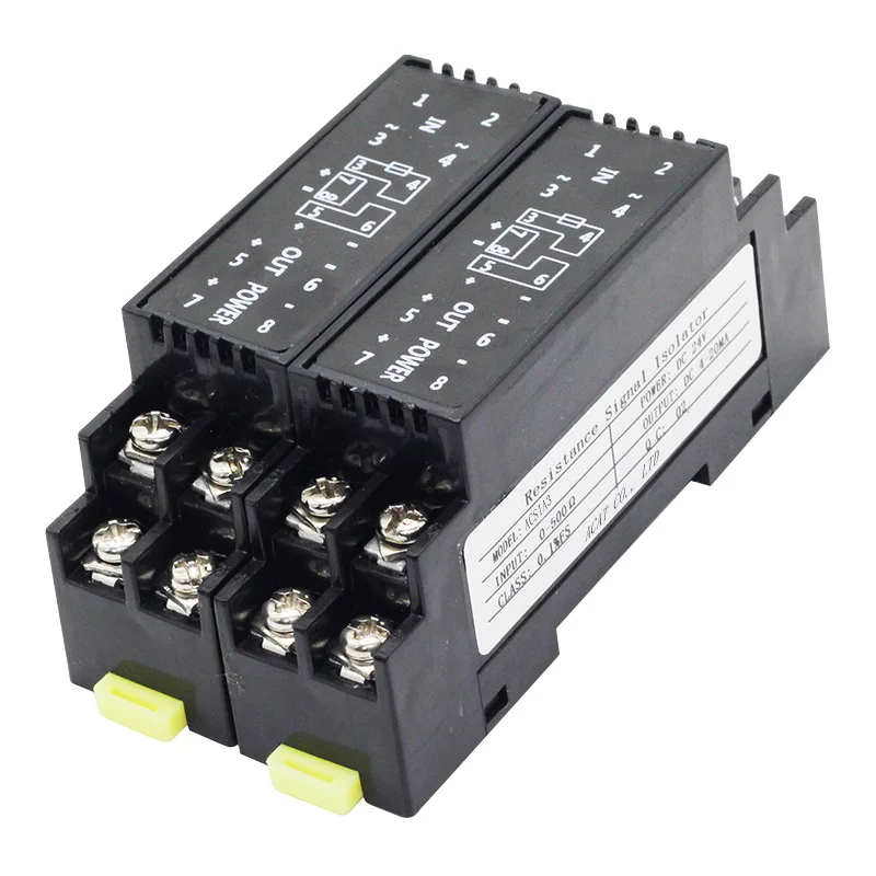 Resistance signal Isolator 1in 1out 500ohm 20KΩ Input 4-20mA 0-10V Analog Output Resistance signal Isolation Transmitter Module
Resistance signal Isolator 1in 1out 500ohm 20KΩ Input 4-20mA 0-10V Analog Output Resistance signal Isolation Transmitter Module