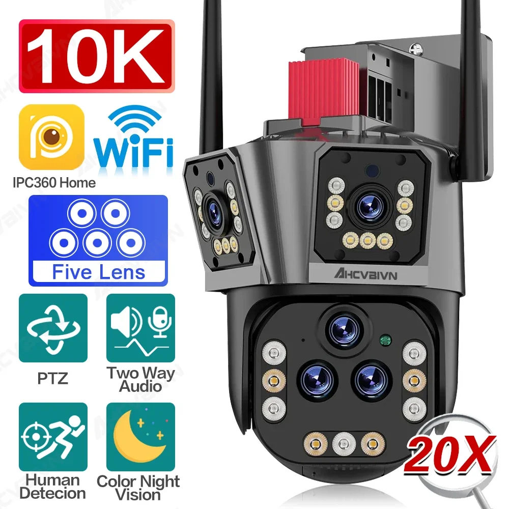 4K CCTV Wifi PTZ Camera Five lens Outdoor Waterproof Three Screen 20X Zoom 2 way Audio Auto Tracking Wireless Security Camera
4K CCTV Wifi PTZ Camera Five lens Outdoor Waterproof Three Screen 20X Zoom 2 way Audio Auto Tracking Wireless Security Camera