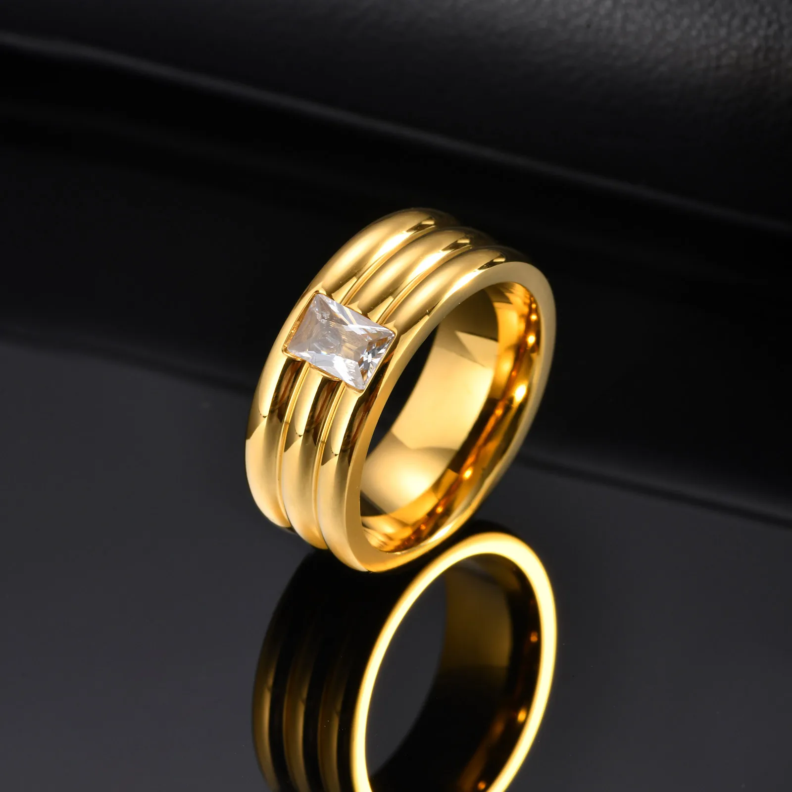 Three-layer Rectangular White Zircon Ring for Women Men,Gold Color Stainless Steel Wedding Band Rings,Love Promise Jewelry Gifts
Three-layer Rectangular White Zircon Ring for Women Men,Gold Color Stainless Steel Wedding Band Rings,Love Promise Jewelry Gifts