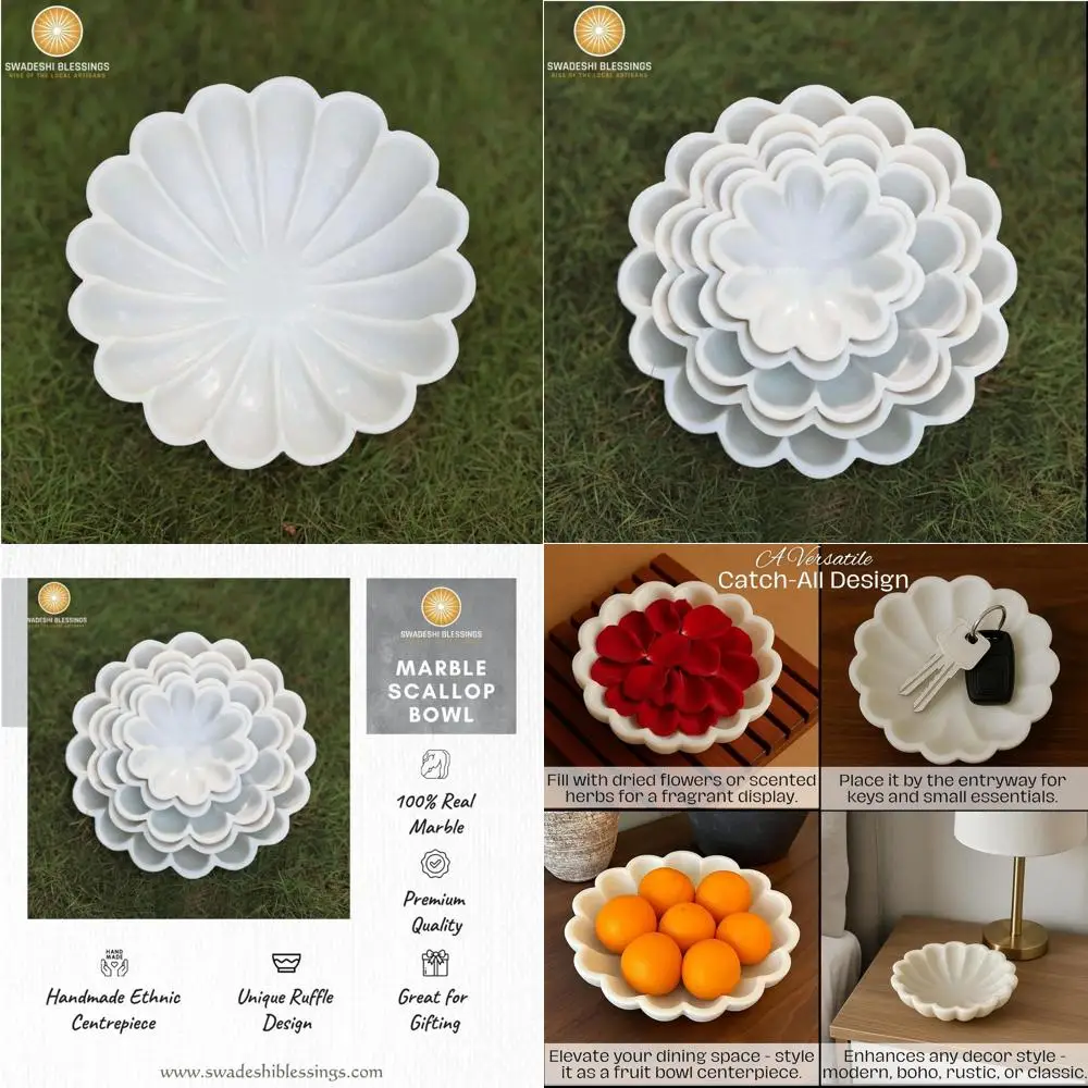 10 белых мраморных чаш с рифленой поверхностью и волнистым краем | Современный органический декор для фруктов или ключей
10 белых мраморных чаш с рифленой поверхностью и волнистым краем | Современный органический декор для фруктов или ключей