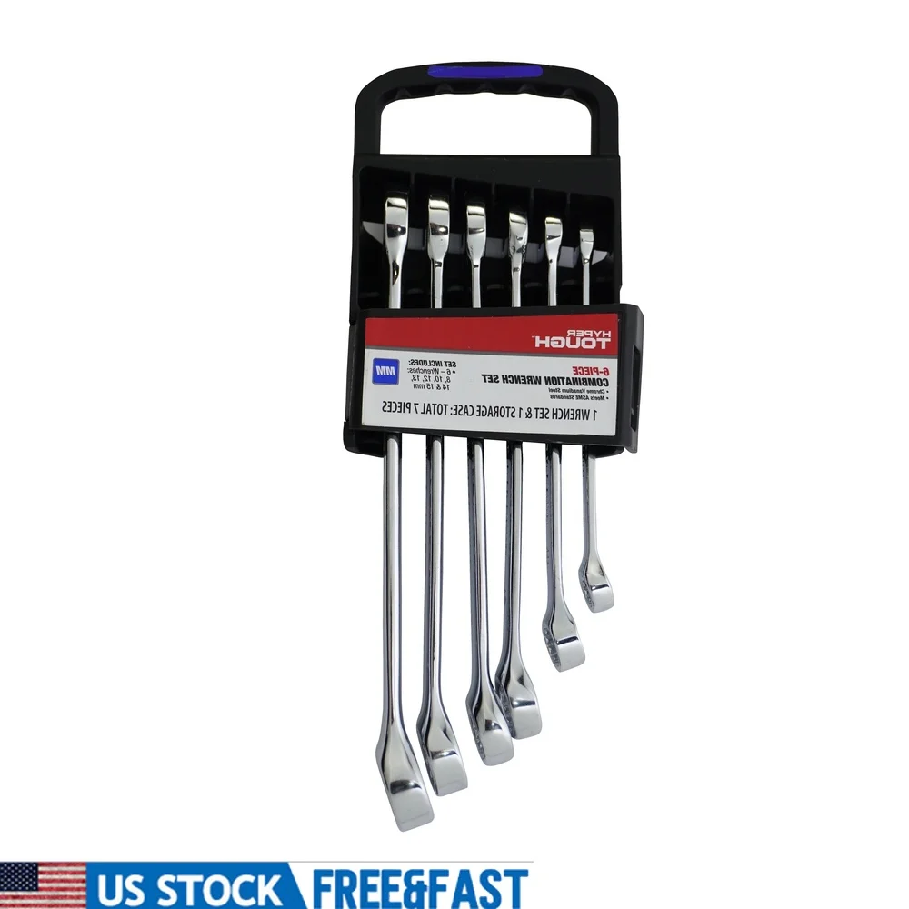 6 Piece Metric Combination Wrench Set CRV Chrome Vanadium Durable Mirror Polish Precision Heat Treated Plated with Carrying Case
6 Piece Metric Combination Wrench Set CRV Chrome Vanadium Durable Mirror Polish Precision Heat Treated Plated with Carrying Case