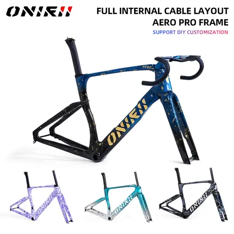 2024 ONIRII Aerodynamic Carbon Bike Frame with Integrated Handlebar Thru Axle, Front Fork, Headset, Seat Post for Road Bicycle