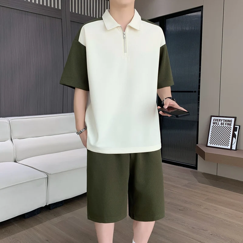 2026 Summer New Men's Patchwork Casual Suit with Short Sleeve Collar and Five-Piece Shorts - Complete Set
2026 Summer New Men's Patchwork Casual Suit with Short Sleeve Collar and Five-Piece Shorts - Complete Set