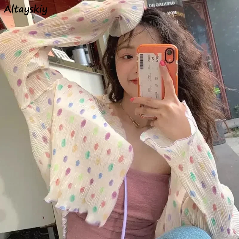 Sun-proof Blouses Women Breathable Summer Leisure Polka Dot Lace-up Flare Sleeve Students All-match Simple Popular Chic Holiday
Sun-proof Blouses Women Breathable Summer Leisure Polka Dot Lace-up Flare Sleeve Students All-match Simple Popular Chic Holiday