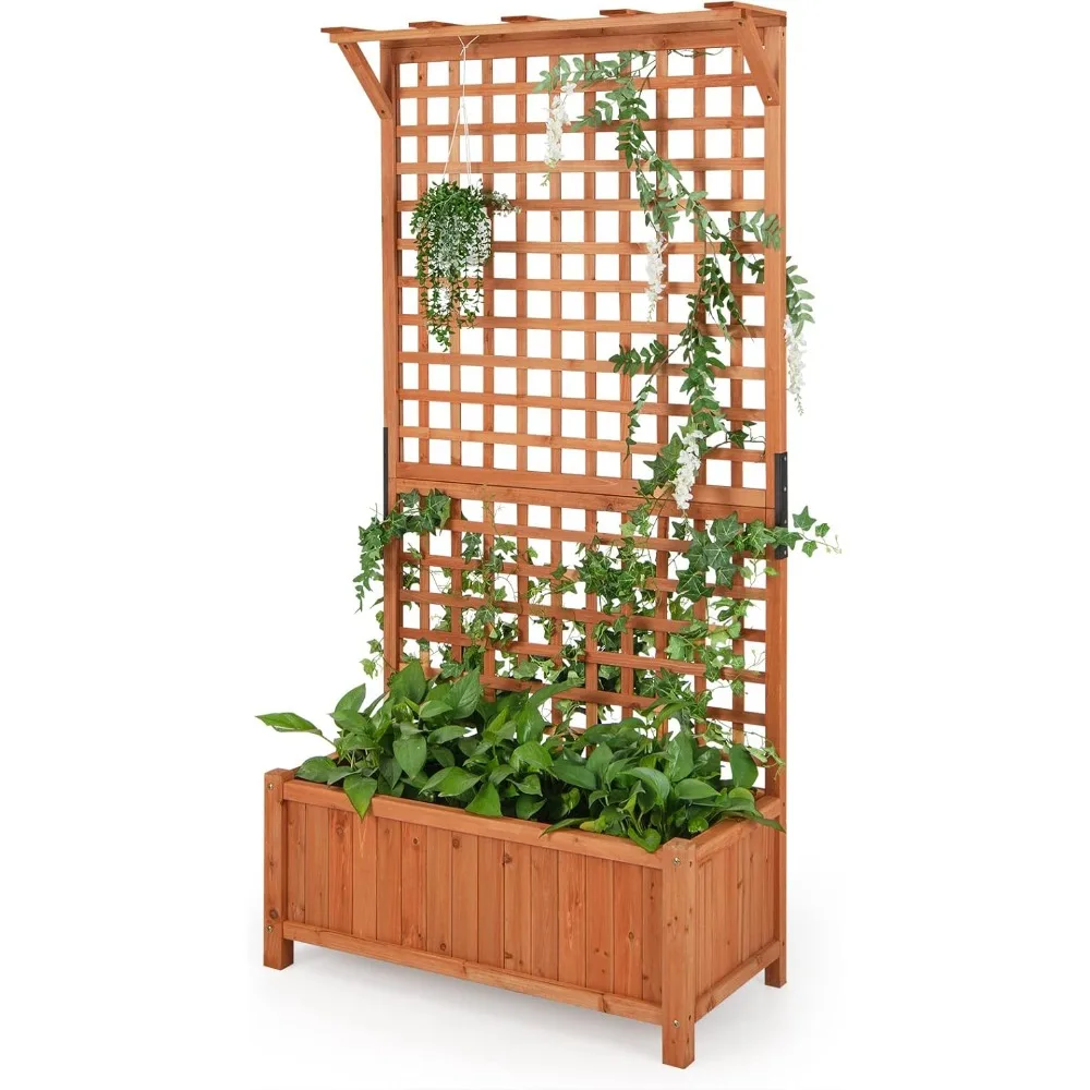 HAPPYGRILL Raised Garden Bed with Trellis, 72.5" Planter Raised Bed with Drainage Holes, Freestanding Garden Box for Vine Climbi
HAPPYGRILL Raised Garden Bed with Trellis, 72.5" Planter Raised Bed with Drainage Holes, Freestanding Garden Box for Vine Climbi