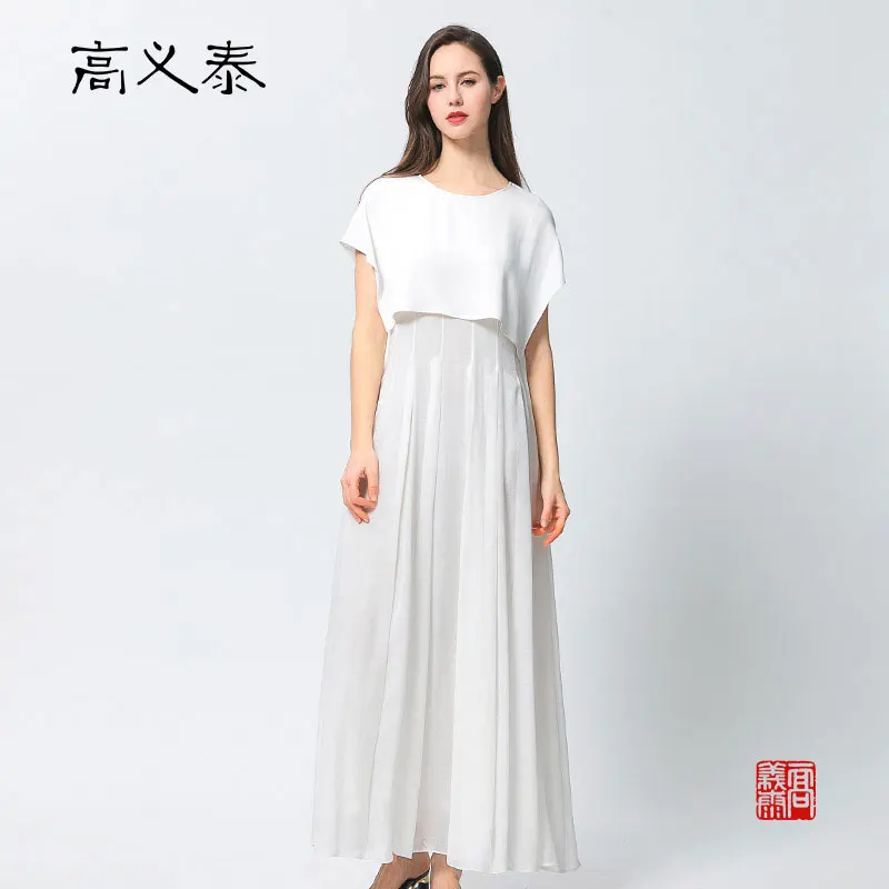 Gao Yitai 100% heavy silk short-sleeved waist-tied spliced Georgette silk skirt yoke pleated faux two-piece dress
Gao Yitai 100% heavy silk short-sleeved waist-tied spliced Georgette silk skirt yoke pleated faux two-piece dress