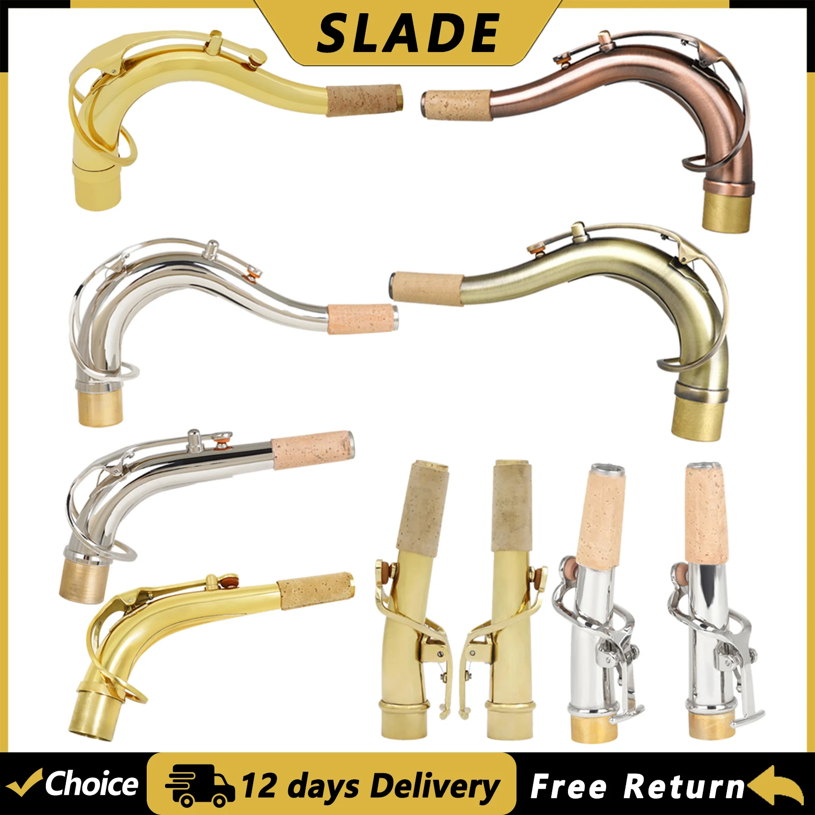 SLADE Saxophone Neck for Alto/Tenor/Soprano Sax Brass Sax Curved Neck Straight Neck Woodwind Instrument Parts & Accessories
SLADE Saxophone Neck for Alto/Tenor/Soprano Sax Brass Sax Curved Neck Straight Neck Woodwind Instrument Parts & Accessories
